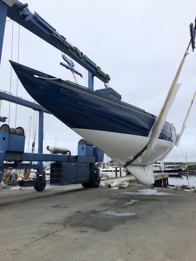 Victory '83 heading to the water after getting a fresh bottom and a new pit area.