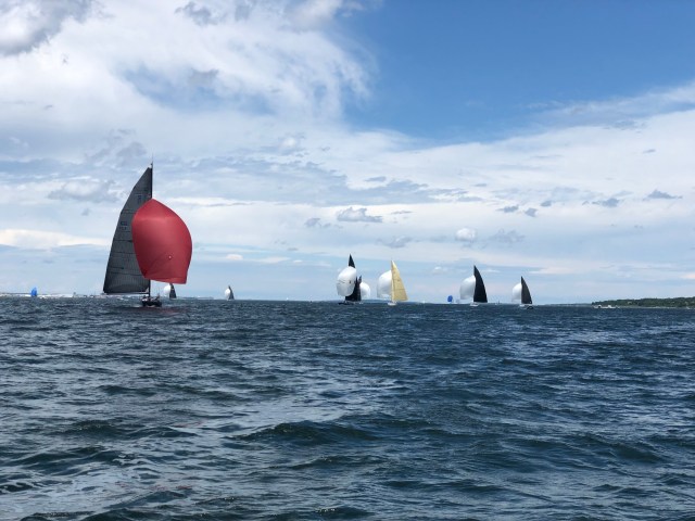 Victory leading the pack in the 2019 12M Fleet Around the Island Race